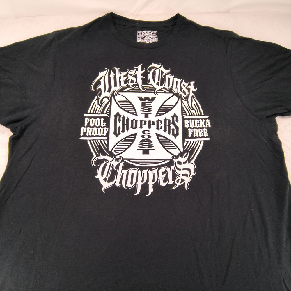West Coast Choppers Crew Neck Short Sleeve Shirt Mens Size 2XL Black White
